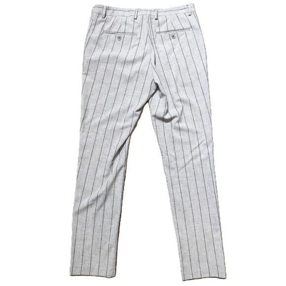 New Boohoo 32R 30 Light Gray Pinstriped‎ Skinny Dress Pants Slacks Tailored - Picture 4 of 7